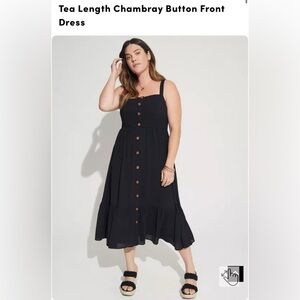 Torrid tea length chambray button front dress size 0 EUC!